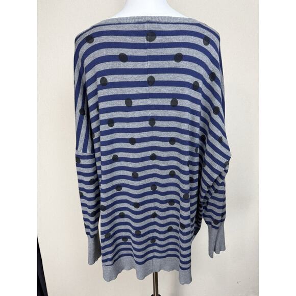 Lane Bryant Women's Lightweight Sweater Plus Sz 26/28 Gray w/ Blue Stripes - Picture 7 of 12